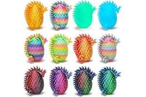 BGEZXUY 12 Pcs 3D Printed Dragon with Egg Inside, Mini Dinosaur Eggs Set Articulated Crystal Dragon Fidget Toys for Kids, Halloween, Birthdays, Christmas Decorations Gifts Indoor Outdoor(Style A)