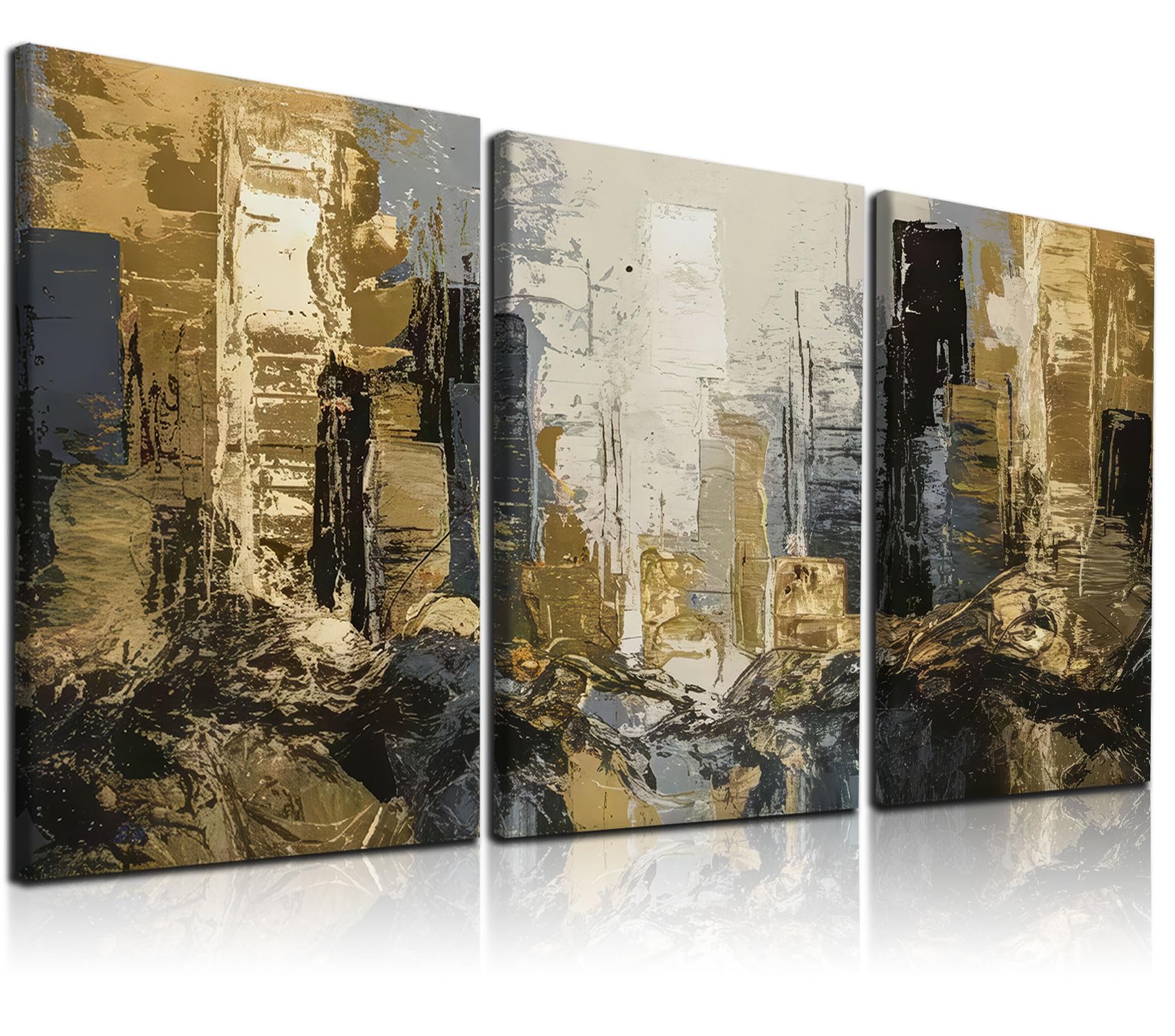 Photo 1 of 3Pcs Abstract cityscape canvas wall art modern cityscape poster print gallery home decor painting suitable for bedroom dining room living room studio bathroom 12x16 in ready to hang