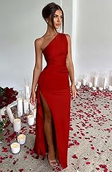 Memoriesea Women's Sexy One Shoulder Satin High