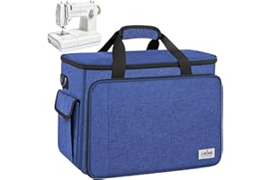JJRING Sewing Machine Carrying Case, Portable Sewing Machine Bag with Shoulder Strap, Heavy Duty Sewing Machine Tote Suitable for Standard Sewing Machines, Blue