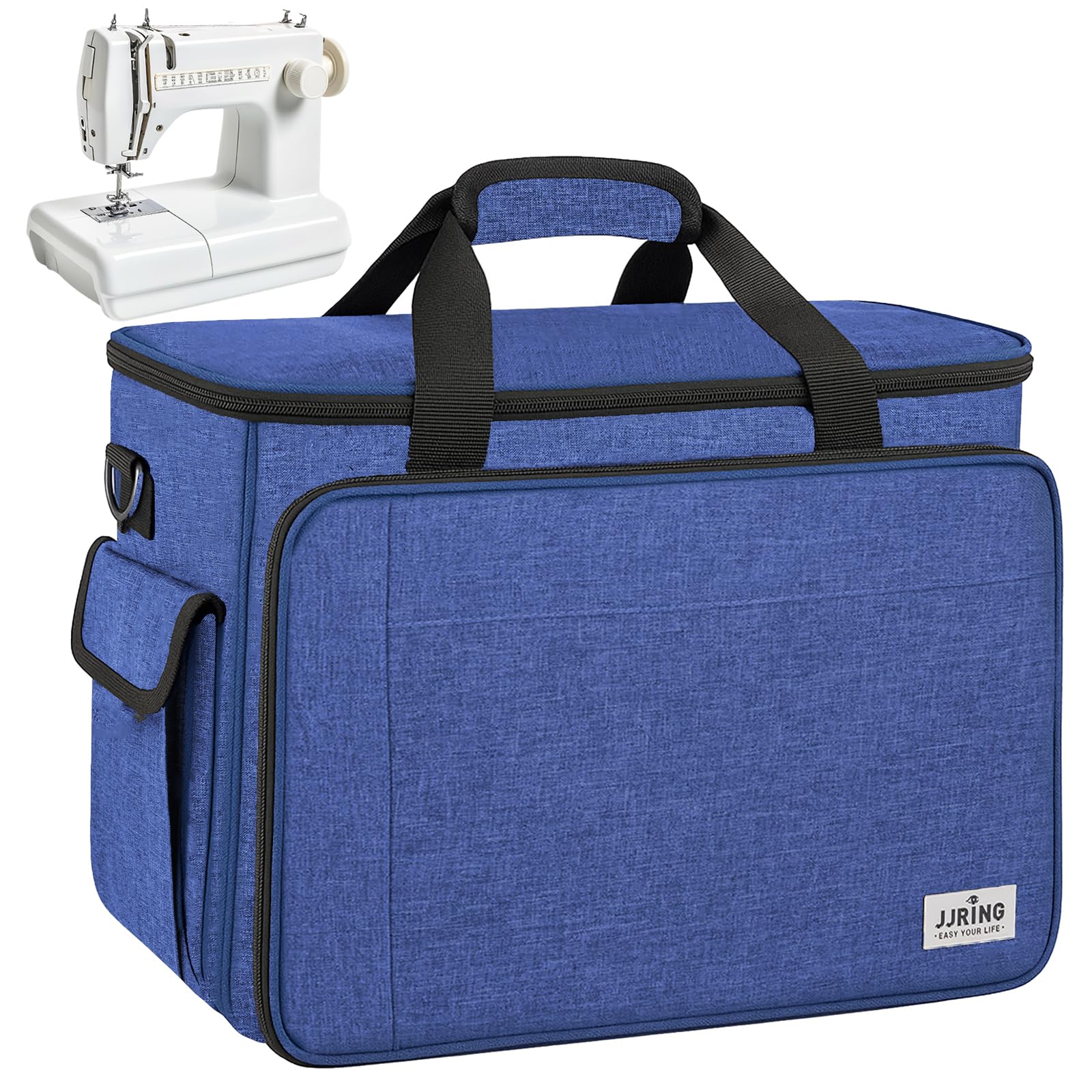 Photo 1 of JJRING Sewing Machine Carrying Case, Portable Sewing Machine Bag with Shoulder Strap, Heavy Duty Sewing Machine Tote Suitable for Standard Sewing Machines, Blue