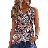 ETCYY Tank Tops for Women 2026 Summer Pleated Tunic Loose Fit Sleeveless Shirts Dressy Casual V Neck Button Down Blouses