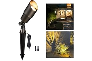 Gardenreet Landscape Spotlights Low Voltage - Brass Outdoor Uplight LED 12V, Wired Spot Lights IP65 Waterproof, Antique Bronze for Exterior Garden Yard Tree House Without MR16 Bulb
