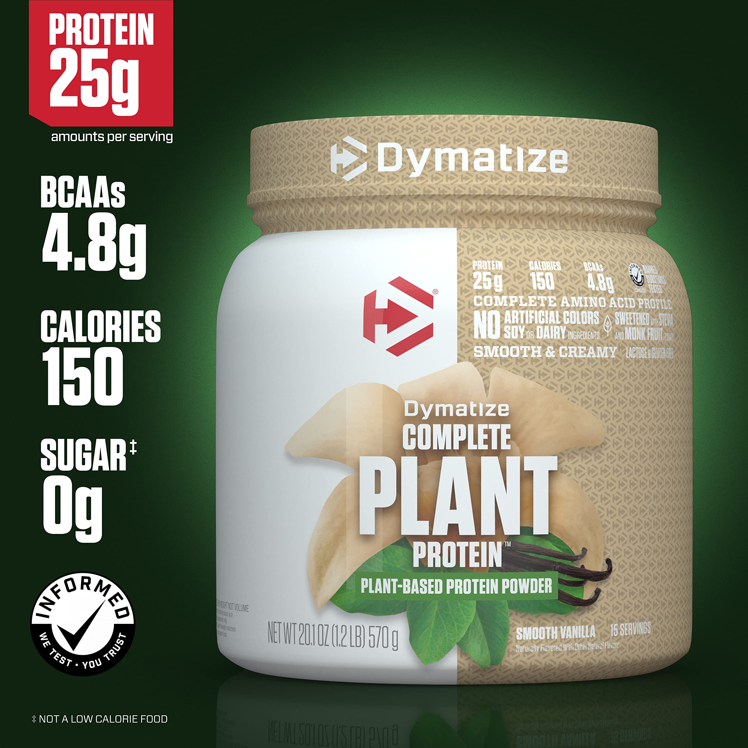 Dymatize Vegan Plant Protein, Smooth Vanilla, 25g Protein, 4.8g BCAAs