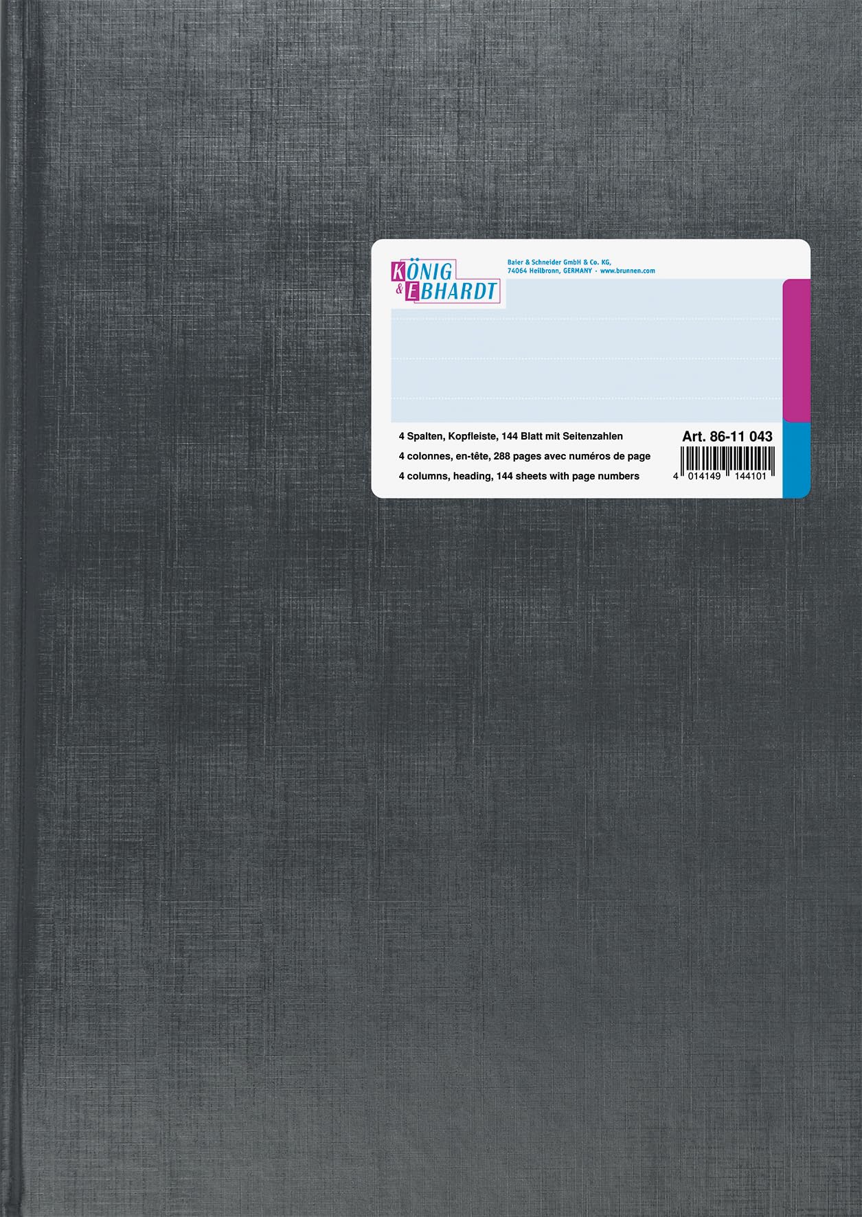 König und Ebhardt König & Ebhardt 8611043 Business Book/Column Book (A4 with Header 4 Columns 32 Lines 80 g/m² 144 Pages Thread Binding with Number of Pages)