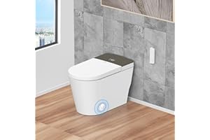 Bazyths Smart Toilet with Built-in Tank & Bidet, Auto Open/Close Foot Sensor Flush, Rear Front Warm Water Cleaning Powerful Dryer Heated Seat, Comfort Height, Elongated One-Piece Design (ZY752A)