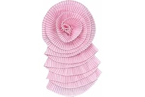 MUMAYA 3D Colorful Pleated Large Flower Appliques Chest Flower Patches with Pin DIY for Women Dress Clothing Handmade Fabric Stickers (Small (Pink))