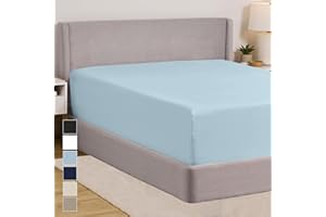 GORILLA GRIP Fitted Sheets, Stay in Place Deep Pocket Bottom Bed Sheets for Mattress, Lightweight Microfiber Sábana, All Around Elastic, Oeko-Tex, Wrinkle and Shrink Resistant, King Size Seablue