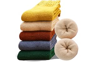 MOSOTECH 5 Pairs Womens Wool Socks, Thick Warm Cozy Crew Winter Socks Boot Socks Thermal Gifts Socks, Size 5-10
