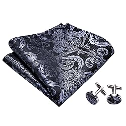 YOHOWA Mens Self Tie Bow Ties Black Grey Floral