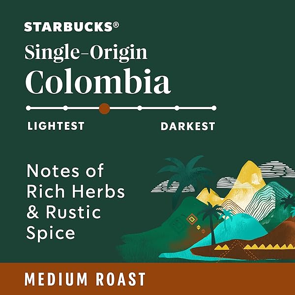 STARBUCKS GROUND COFFEE, MEDIUM ROAST HOT OR ICED COFFEE, SINGLE-ORIGIN COLOMBIA, 12 OZ