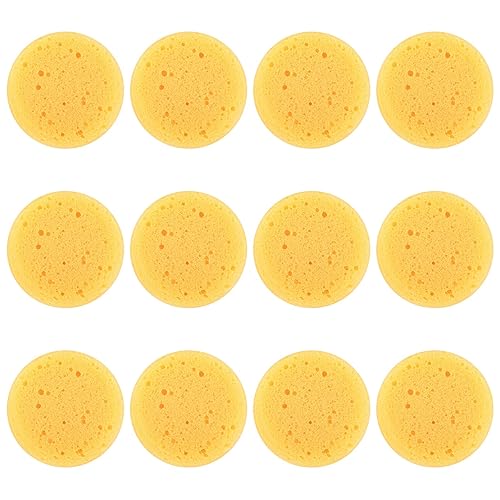 Ymapinc 12Pcs Kitchen Sponges for Washing Dishes 7 * 7cm Round Eco Scourer Natural Cleaning Sponge Cellulose Eco-Friendly No Odor Dusting Cleaning Bathroom