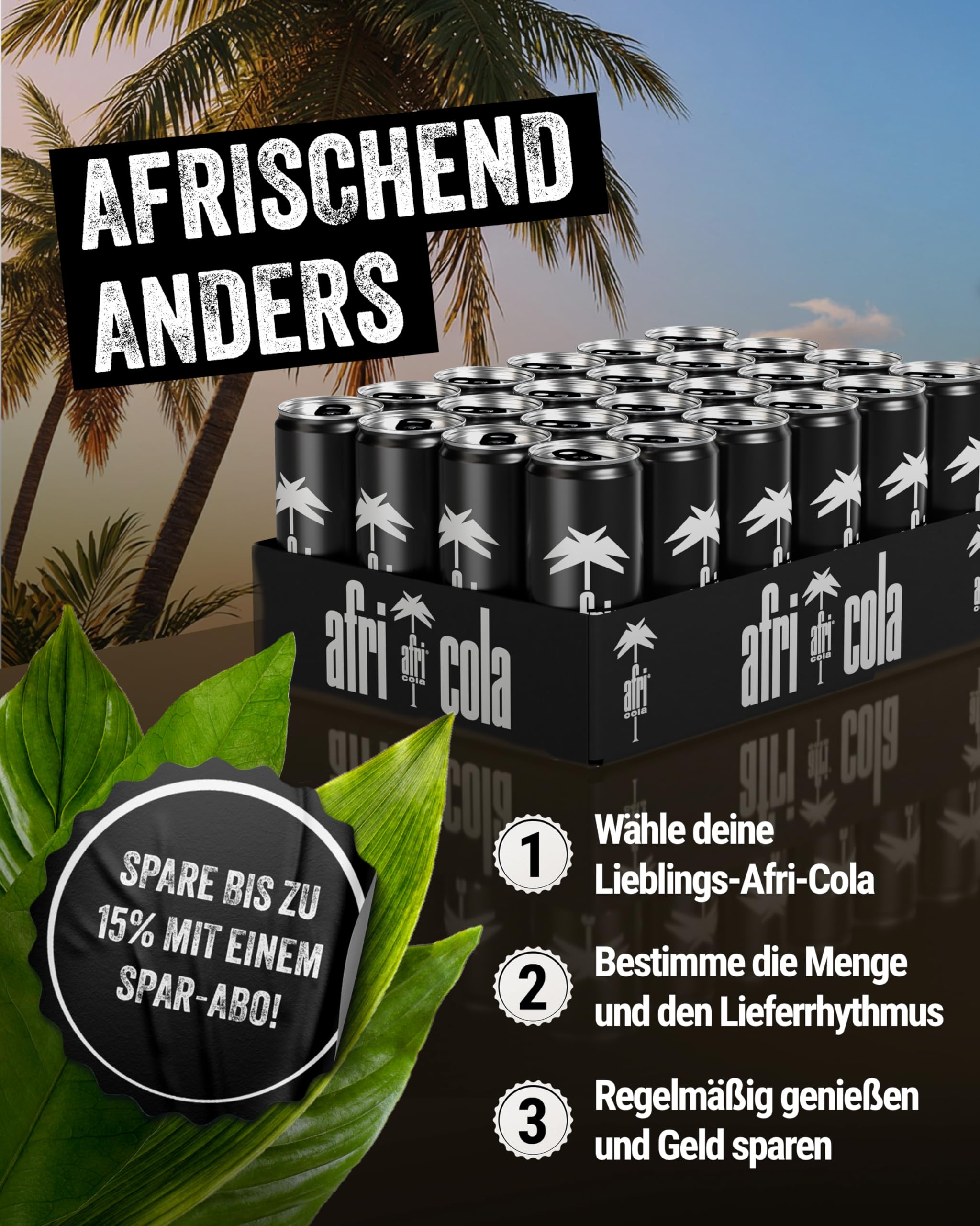 afri cola – Cola-Drink 24 x 330 ml in der Dose – Kultgetränk mit Zucker & vollem afri-Geschmack – Koffeinhaltige Cola-Limonade mit intensivem, einzigartigem Geschmack in praktischen Getränkedosen 5