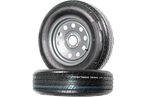 eCustomrim 2-Pack Radial Trailer Tire On Rim ST205/75R15 205/75-15 Load Range C 5 Lug Silver Modular Wheel - 6 Year Warranty w/Free Roadside