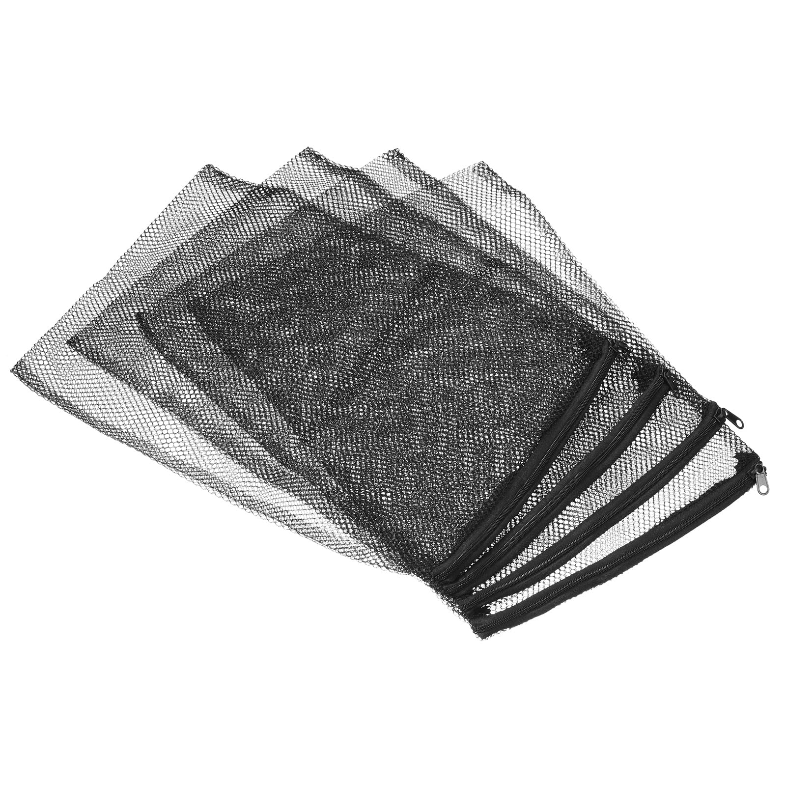 PATIKIL Filter Media Bags 33x23cm 3 mm Hole 6 Pack Mesh Bags with Zipper Pool Skimmer Basket, Black