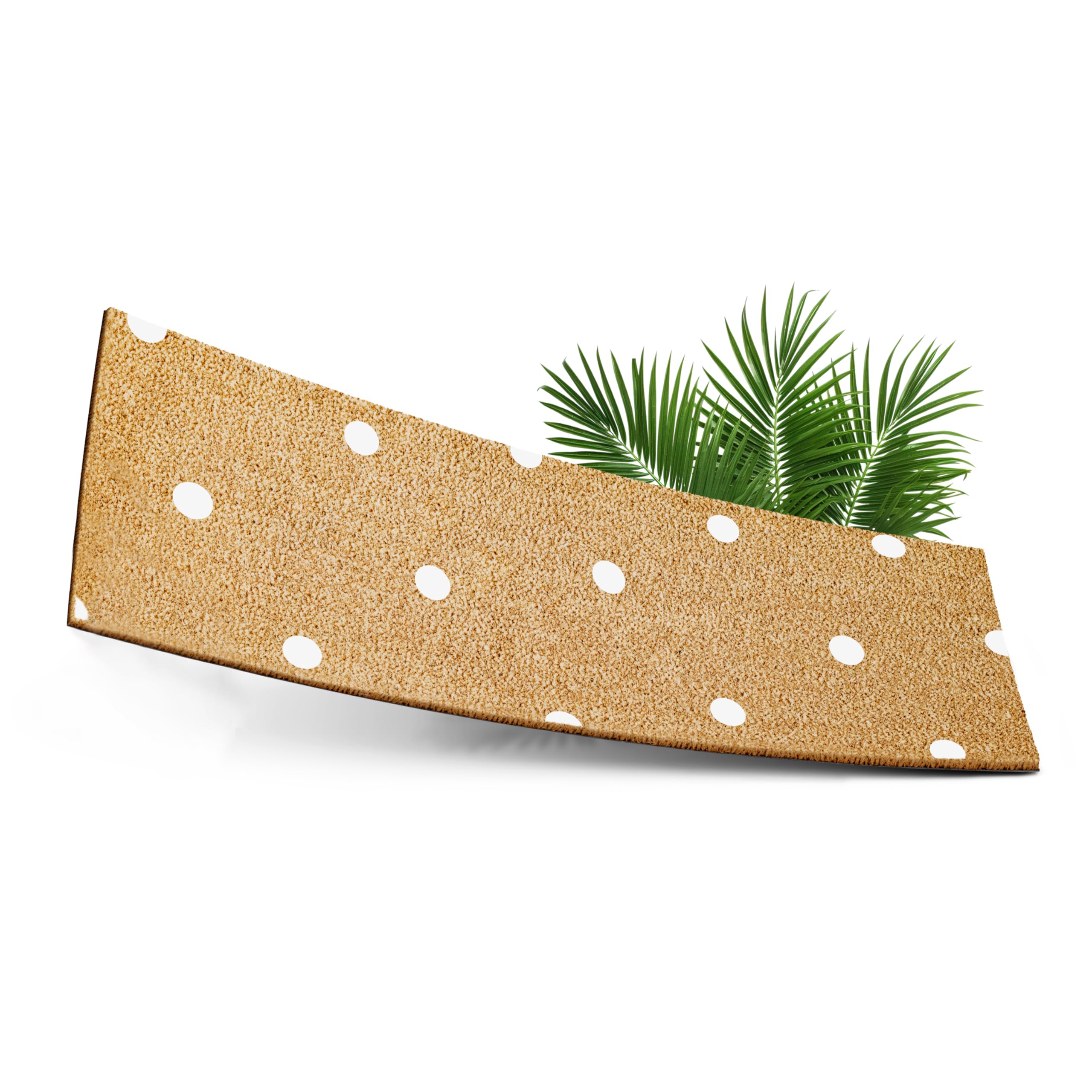 ElbFuchs® Coir door mats outdoor | 75x25 cm [EXTRA DURABLE & NON-SLIP] Narrow door mat | WHITE DOTS | Front door mat for outside and inside | Coconut mat