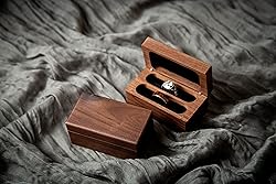MUUJEE Quad Walnut Wood Ring Box - Ring Storage for