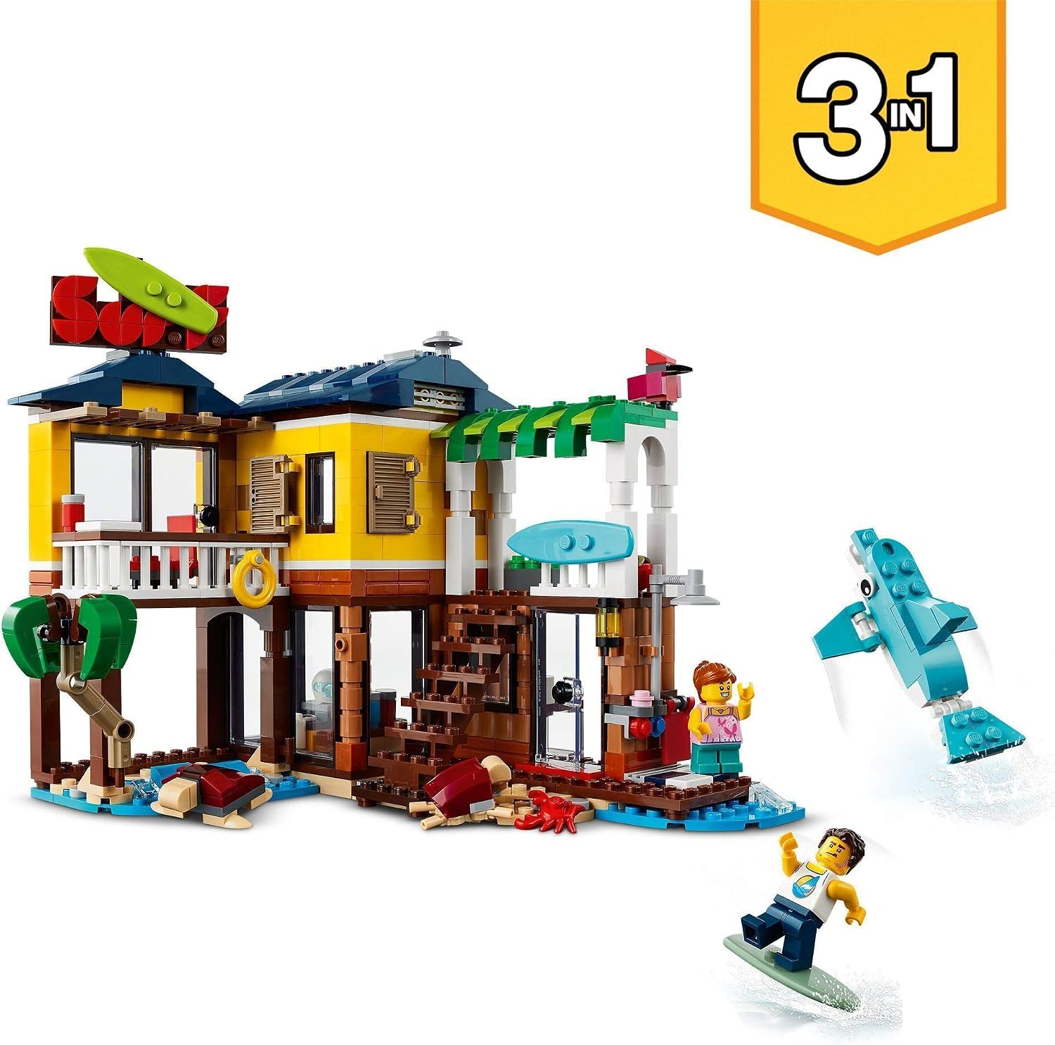 LEGO Creator 3in1 Surfer Beach House 31118 Building Kit Featuring Surf Shack, Lighthouse Toy - Image 3