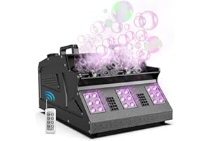 DAZZLINGSTAGE 2000W Fog Machine, 3 in 1 Fog Bubble Machine with 2 Bubble Fans, 7 CH RGB 18 LED Lights Smoke Bubble ALL IN 1 Machine, Fog Machine for Party, Wedding, Festival, Birthday，Christmas Day