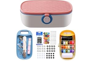 FKOG Sewing Project Kit, 135 Pcs Premium Family Sewing Supplies Repair Kit Sewing Thread Accessories Traveler Sewing Kit DIY Sewing Supplies Organizer (Pink)