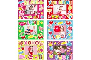 chiazllta 30 Packs Valentine’s Day Craft Kits for Kids Valentines DIY Picture Frame Craft Heart Art Valentine’s Day Party Decoration Favor Home Classroom Game Activities