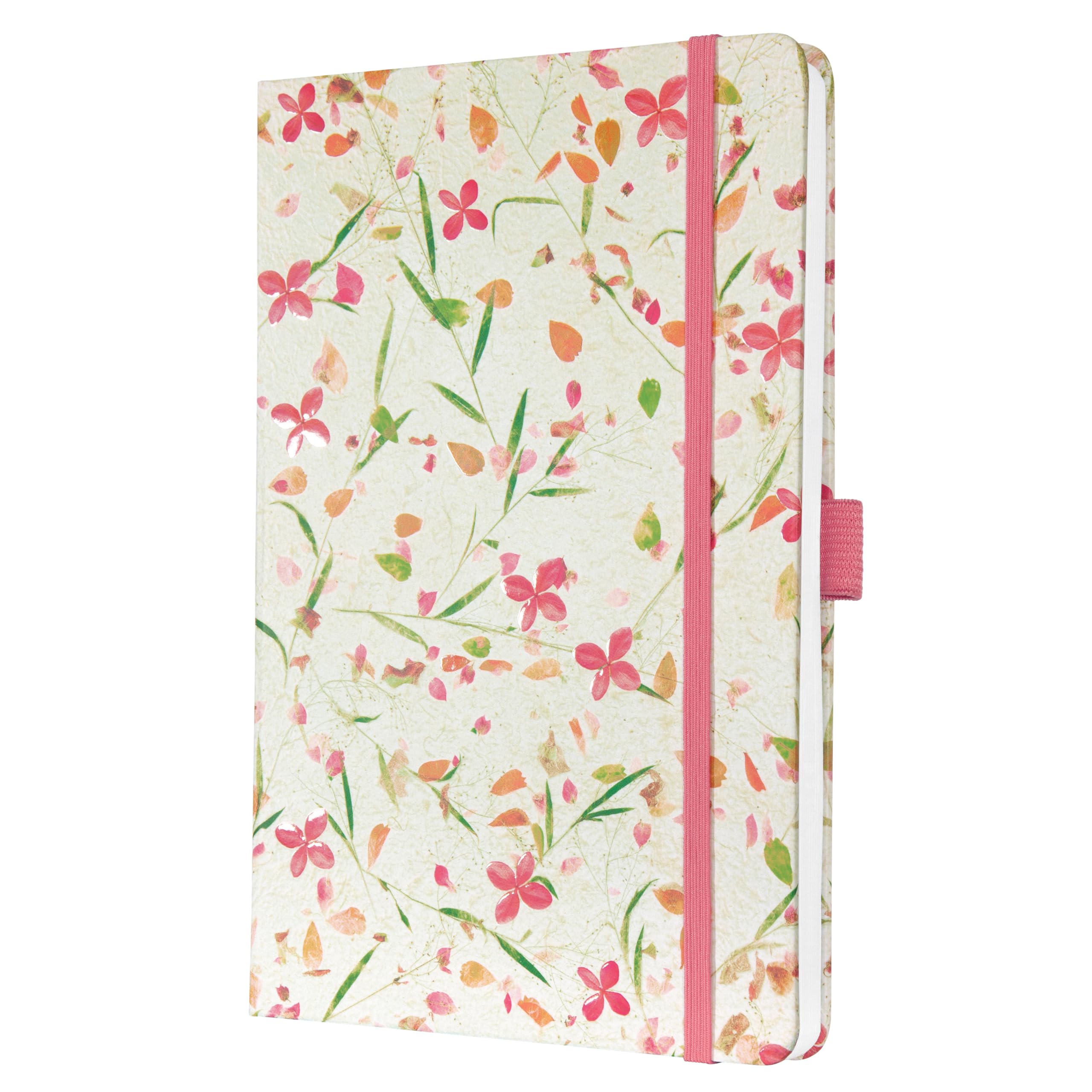 SIGEL J5307 Jolie Weekly Planner 2025, Design Bloom Pink, 13,5 x 20,3 cm, hardcover, 174 Pages, Beige, Pink