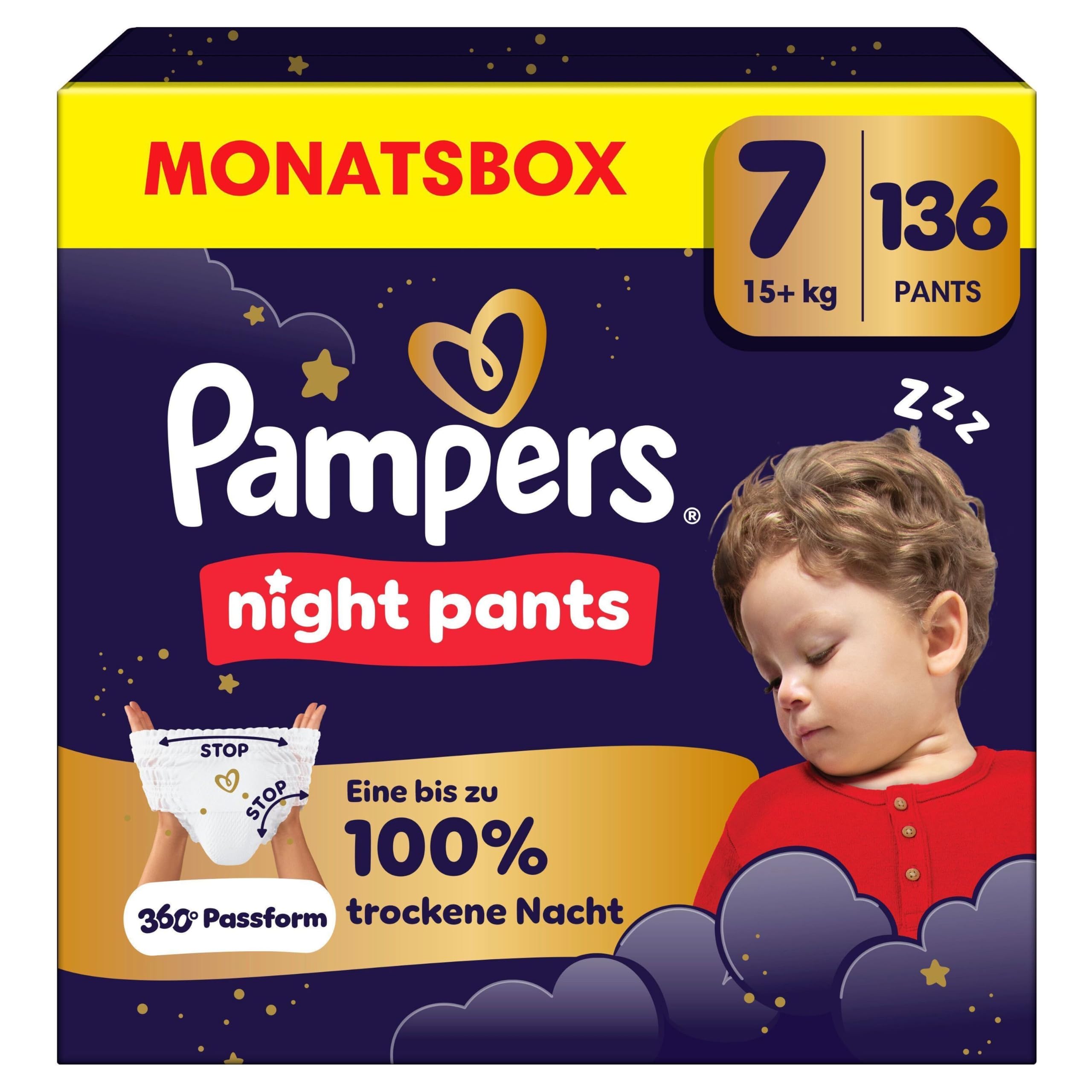 Pampers Night Pants Größe 7, 136 Windeln, 15kg+