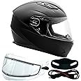 Typhoon Helmets Adult Full Face Heated Dual Lens Shield Snowmobile Helmet (Matte Black, XXL)