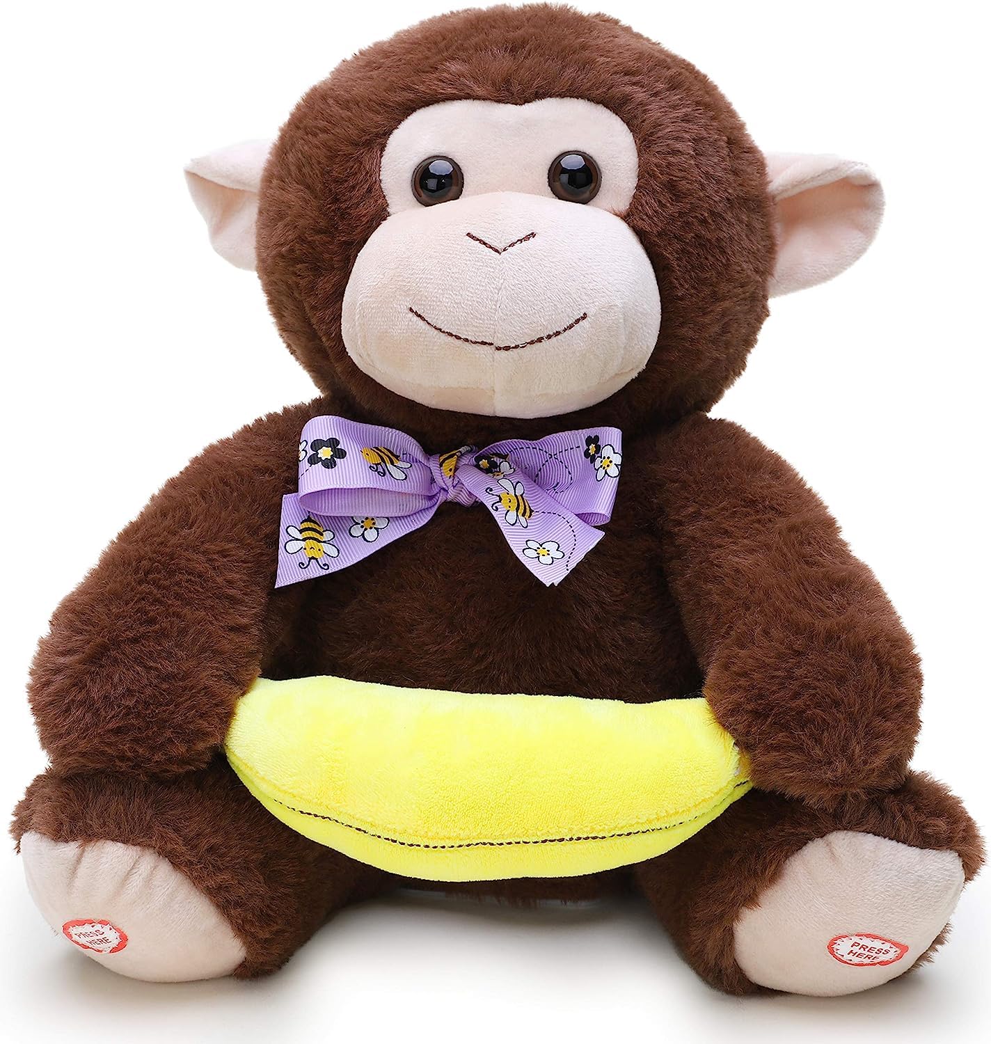 Toyland® 30cm (12") Interactive Peekaboo Monkey Plush Toy - Singing & Peek-a-Boo Animatronic Soft Toy for Toddlers & Babies - Battery Operated, Moveable Arms - Suitable for Children Aged 1+