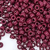 MIIIM 1200PCS 6x9mm Maroon Pony Beads Bulk, Kandi Beads for Bracelets Making Kit, Hair Braids Crafts for Jewelry Making (Maroon)