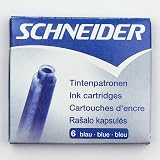 Schneider Ink Cartridges Blue Fountain Pen Refills Box of 6 Standard Size view 5