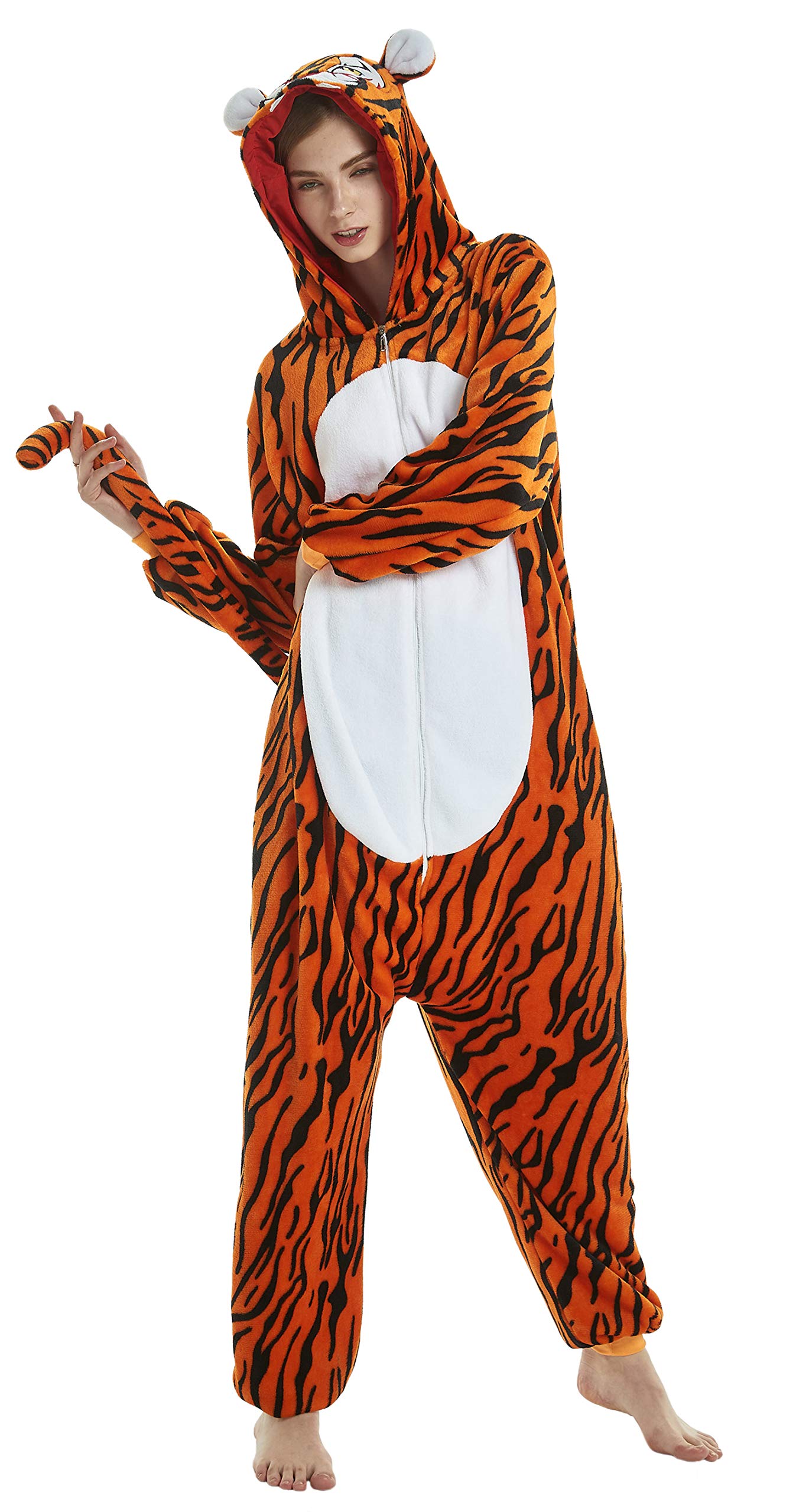 FunnyCos Adult Onesie Animal Pajamas Unisex Halloween Cosplay Costume Loungewear Tiger S — image 1
