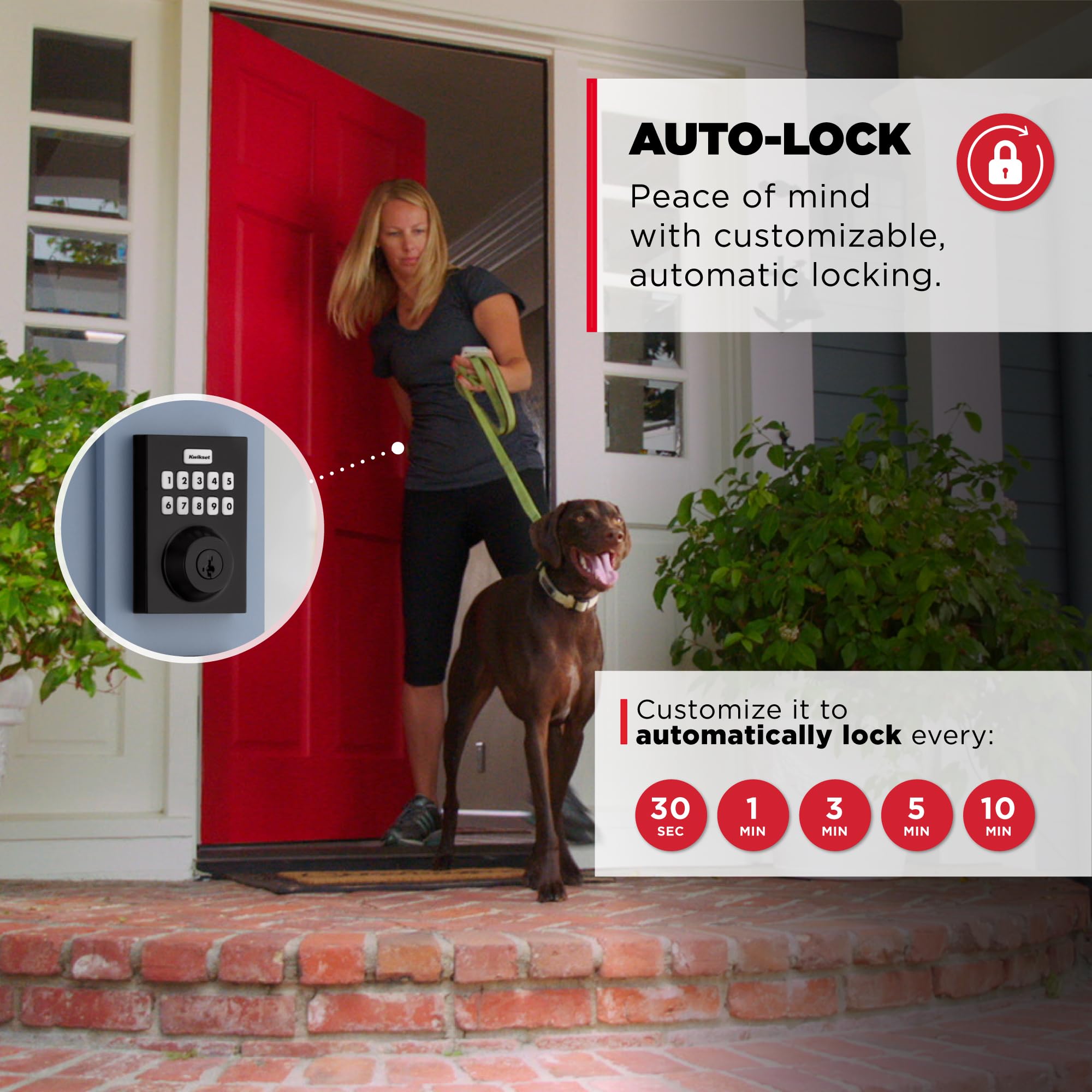 Kwikset HomeConnect 620 Z-Wave Long Range Enabled Keypad Smart Lock Convenient Keyless Entry, Customizable User Codes, Ring Alarm Compatible, Hub Required, Sold Separately Matte Black Contemporary