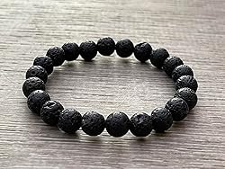 Black Lava Crystal Bead Bracelet 8mm, Wholesale
