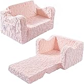KokoSelene Toddler Couch, 2-in-1 Convertible Kids Chair to Lounger Bed, Baby Sofa for Toddler Boys Girls, Ideal for Reading Gaming Playing Decor (Pink)