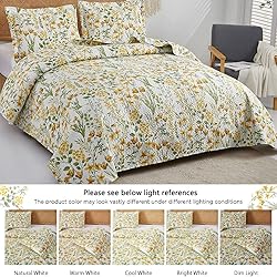 Summer Floral Quilt King Size Lightweight Yellow