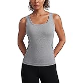 CRZ YOGA Seamless Scoop Neck Tank Low U-Back Breathable Workout Tops for Women Sleeveless Athletic Running Gym Shirts