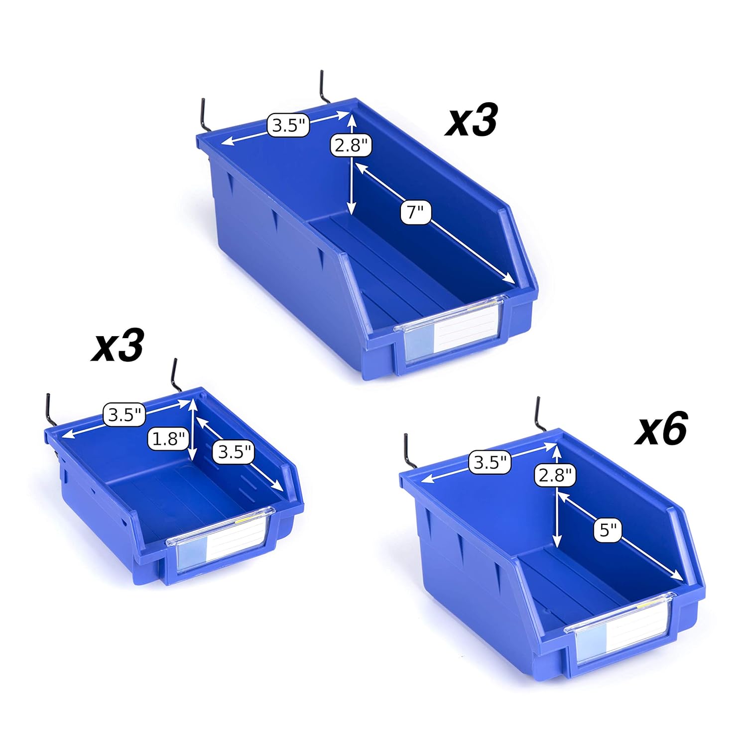 Pegboard Bins Set of 12 Hooks to Any Peg Board Organize Hardware