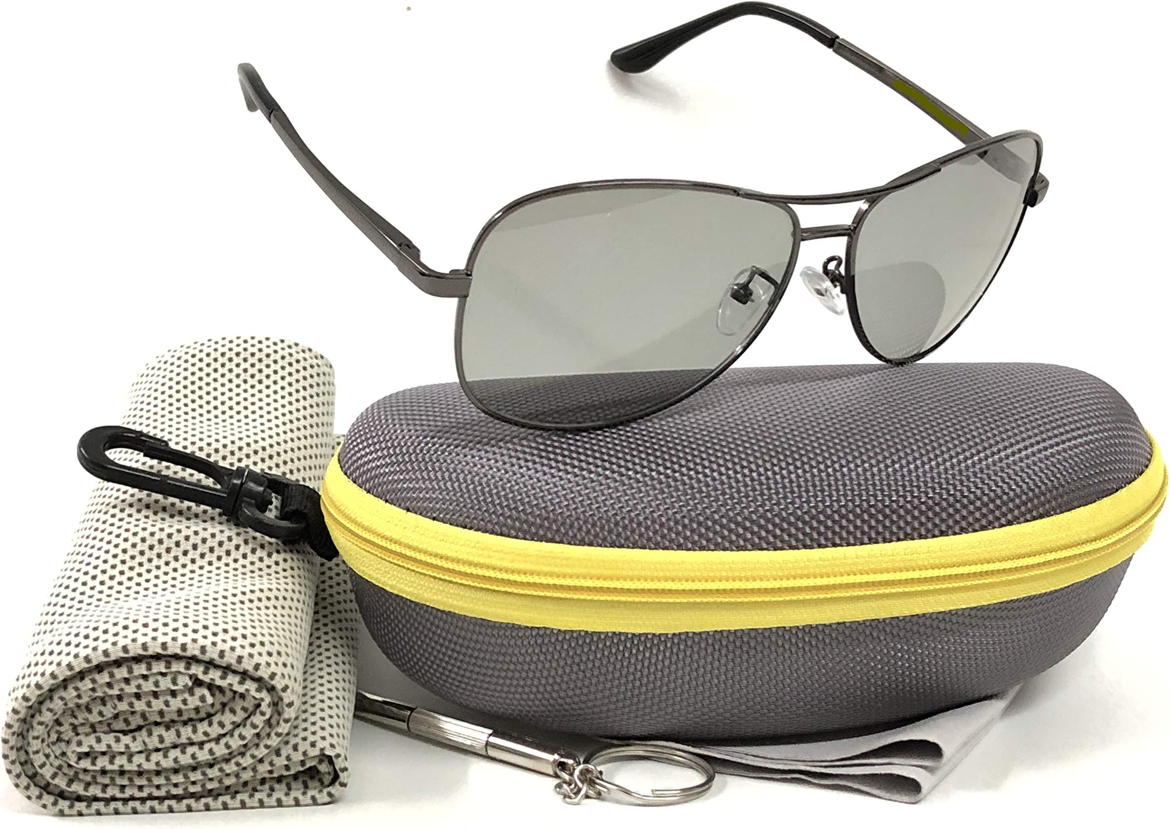 OwO Photochromic Aviator Polarized Sports Sunglasses Driving Glasses for Men Women Anti-glare UV Protection, Large