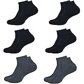 CRAFTS STUDIO USA Men's Ankle Socks, Pack of 6, Color - 4 Black, 2 Dark Grey, Size - 10 to 13