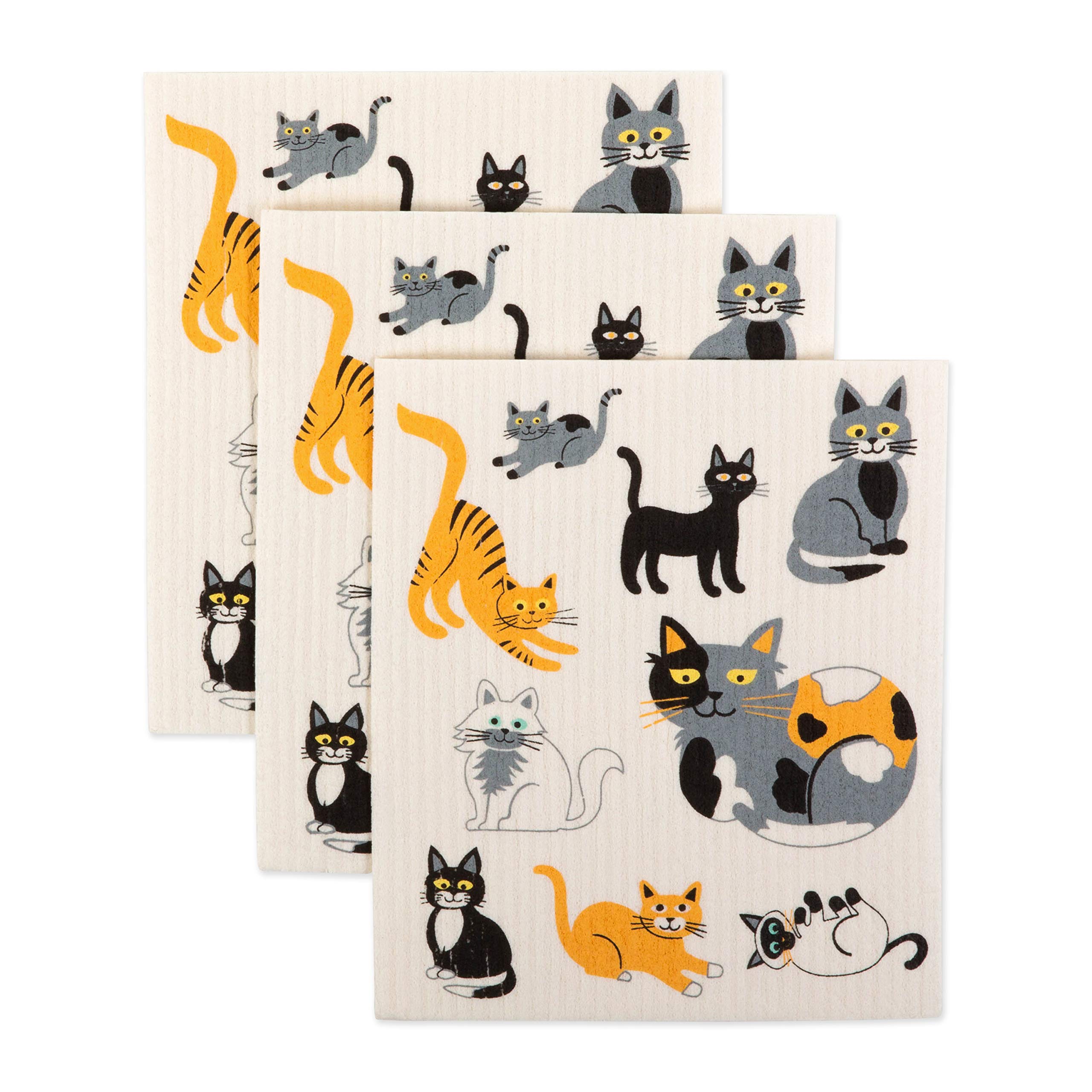 DII Reusable, Machine Washable & Dishwasher Safe, Biodegradable, Cotton, Cats Everywhere, 7.75 x 6.75 — image 1