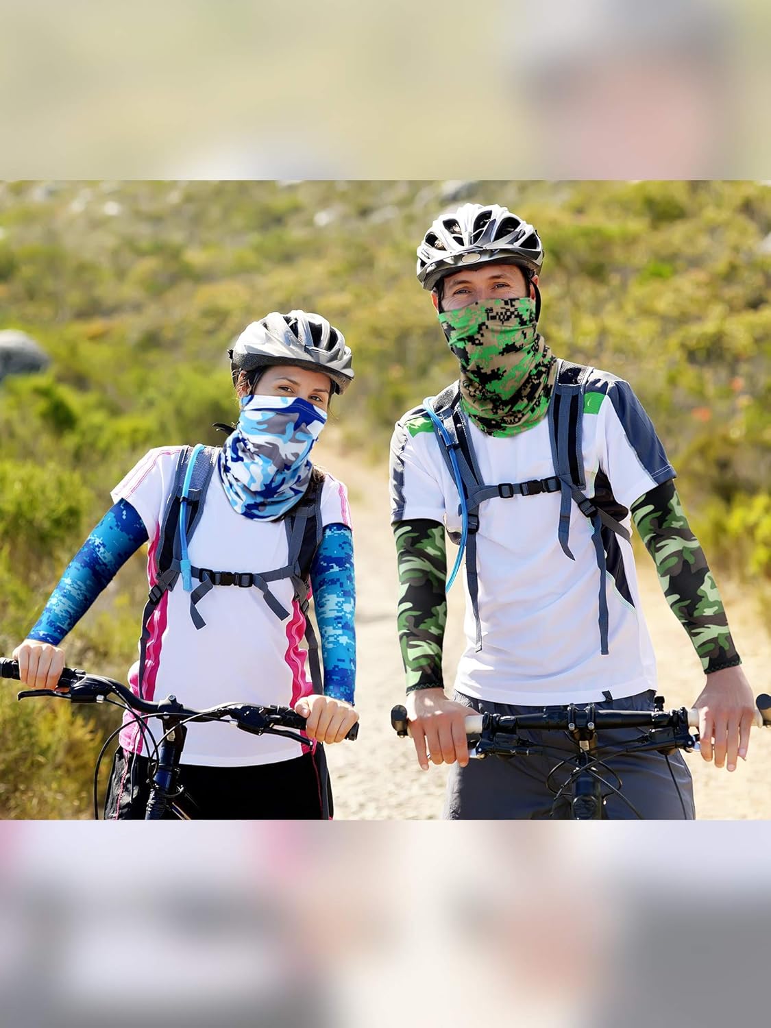 4 Pieces Face Cover Neck Gaiter and 4 Pairs Camouflage Cooling Arm Sleeves Summer UV Protection for Men Women: Clothing