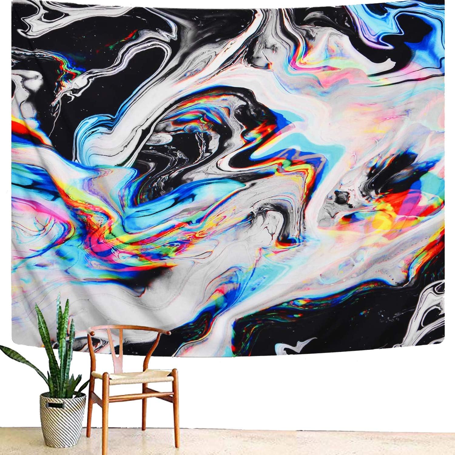 OZMI Psychedelic Art Tapestry, Tapestry Wall Hanging, Colorful Gouache Natural Luxury Gouache Landscape Tapestry Trippy Tapestry for Bedroom, Living Room, Dorm, Home Decoration (59.1" x 82.7")