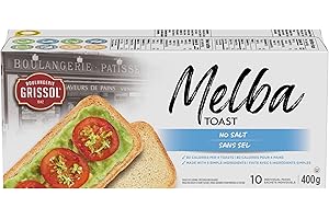 Boulangerie Grissol Melba Toast, No Salt - Savoury, Light and Crispy Snack for at Home or On The Go 400g Unit Pack