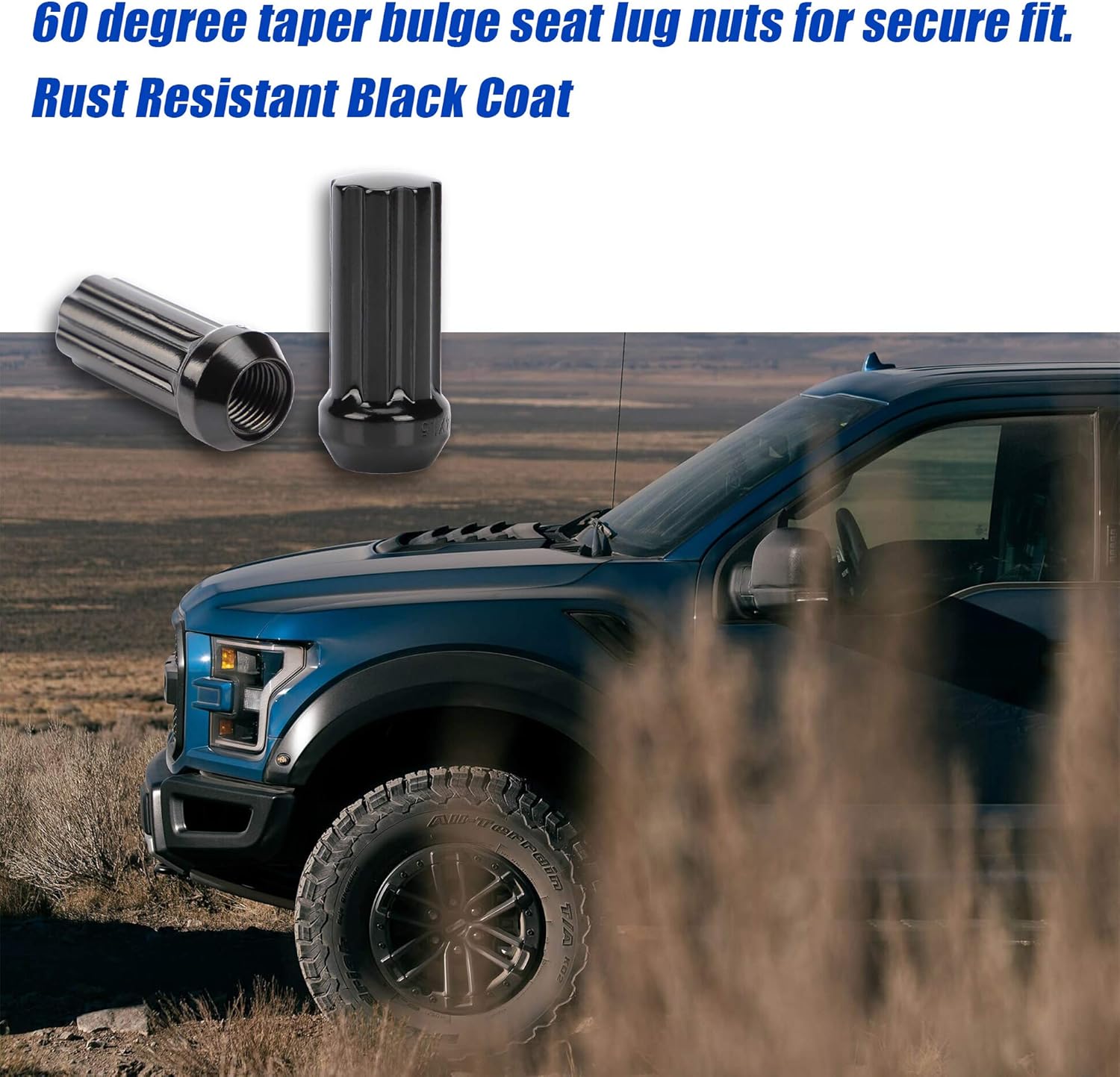 Rying M14x1.5 2inch Lug Nuts 24 Pcs Black, Closed End Spline Lug Nuts for Aftermarket Wheels Wheel Lug Nut,Bonus 1 Spline Tool/Key for Installation and Removal: Automotive