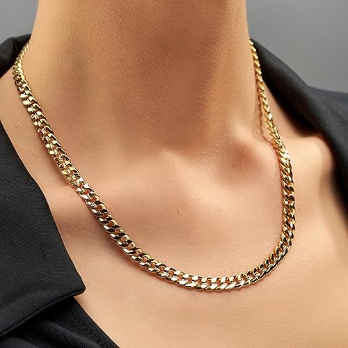 LIFETIME JEWELRY 6mm Cuban Link Chain Necklace 24k Gold Plated for