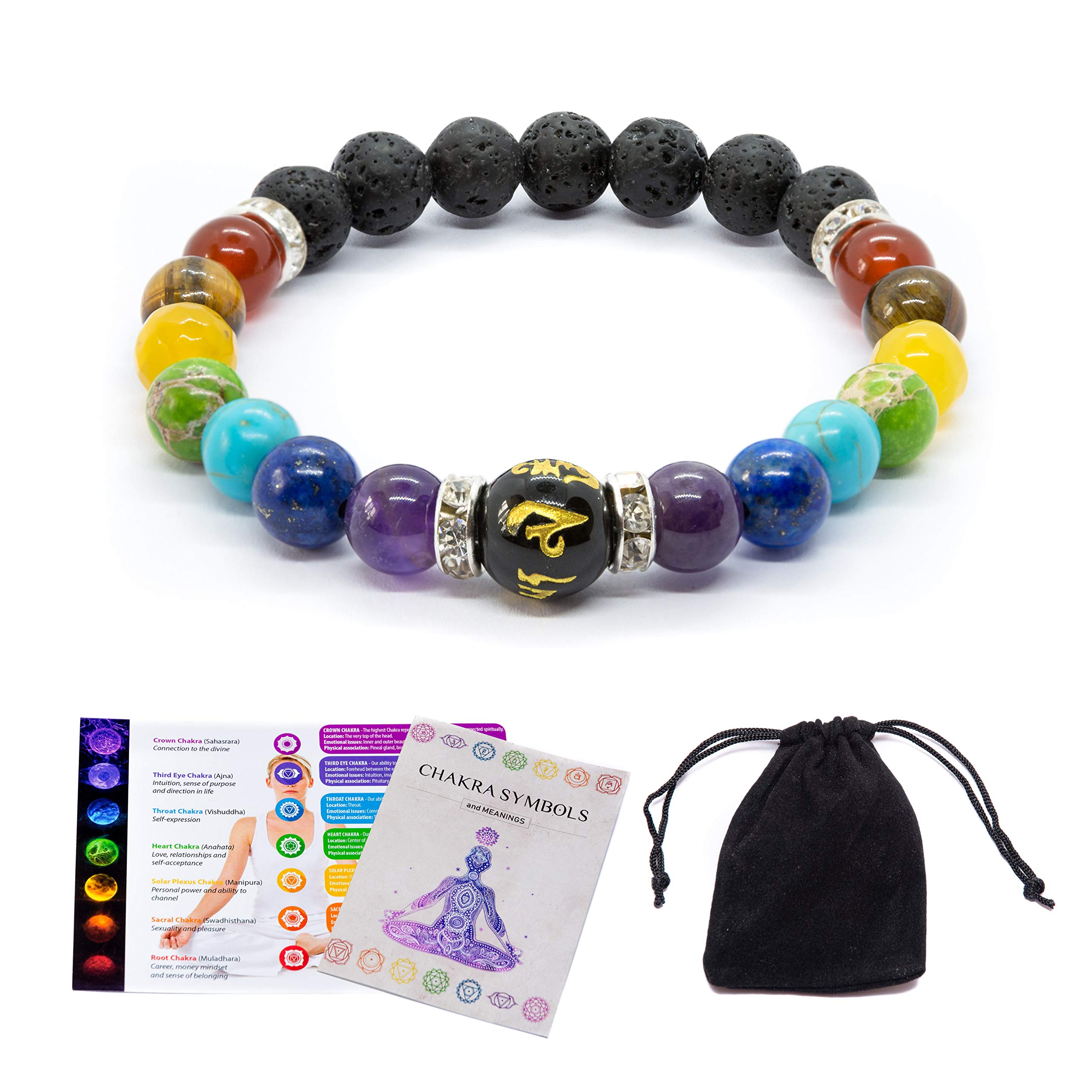 WICCSTAR Chakra Bracelet For Women. Healing Crystals For anxiety relief and Aromatherapy