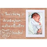 NZY Grandma Gifts from Grandson,Birthday Christmas Gifts for,Grandma,Wooden Picture Photo Frame,Fits 6"x 4" Photo Baby Boy Shower Present,So There's This Boy Who Stole My Heart