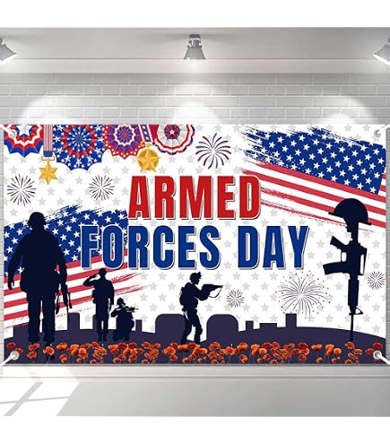 Lofaris Armed Forces Day Banner – 70.8x43.3 Inch Polyester Patriotic Banner With Soldiers & Stars - View #14