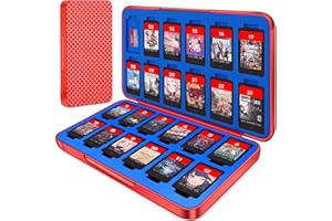 MOSAHOLL Switch Game Holder Case with 24 Cartridge Slots and 24 Micro SD Card Storage, Slim Portable Game Organizer Traveler Gift Accessories with Magnetic Closure, Protective Hard Shell and Soft Lining